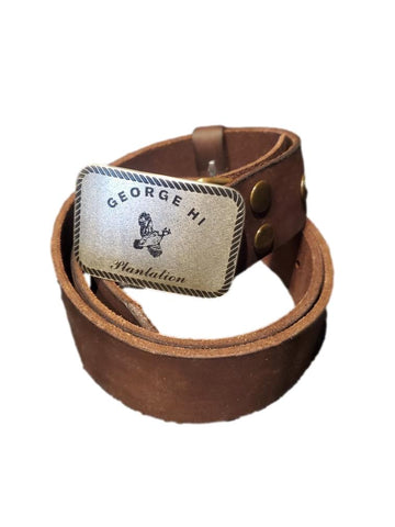 George Hi Custom Buckle with Brown  Leather Belt