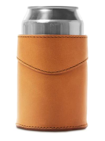 Campaign Leather Can Koozie in Saddle